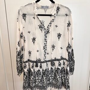 Zara Women's Black Patterned Mini Dress